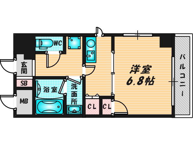 ゆったりくつろげる単身さん向けの間取り。 