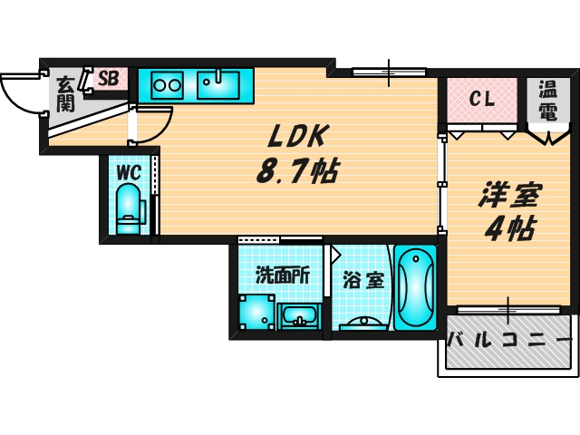 ゆったりくつろげる単身さん向けの間取り。