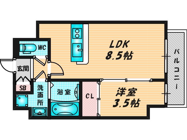 ゆったりくつろげる単身さん向けの間取り。 