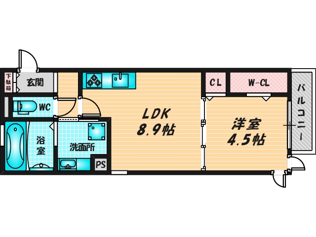 バス・トイレがセパレート、収納がある住みやすい間取りです。