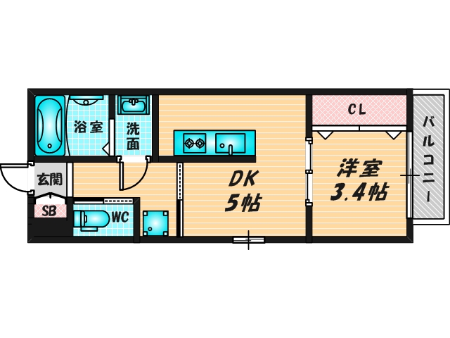 ゆったりくつろげる単身さん向けの間取り。 