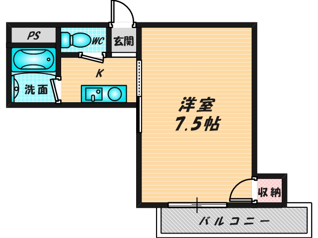 バス・トイレがセパレート、収納がある住みやすい間取りです。