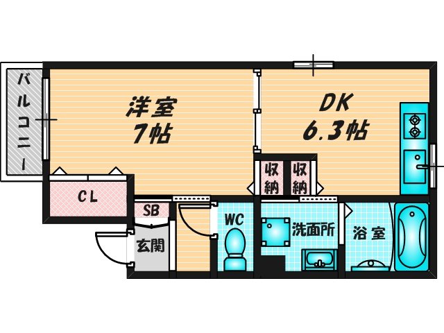 ゆったりくつろげる単身さん向けの間取り。 