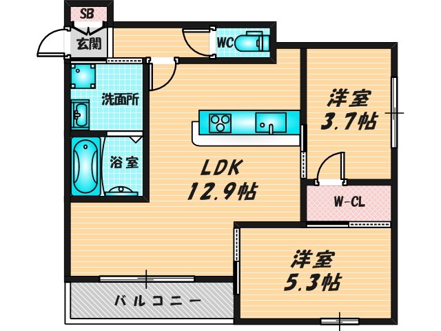 新婚さんにピッタリ。使いやすいゆったりとした間取り。