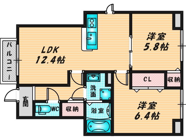 新婚さんにピッタリ。使いやすいゆったりとした間取り。 