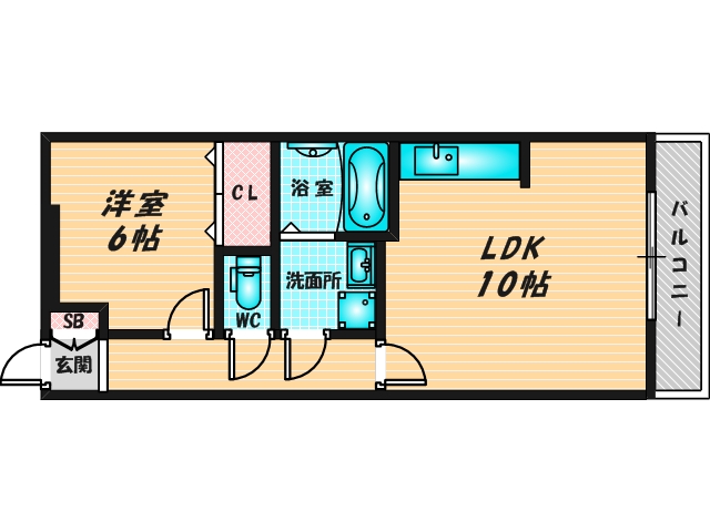 ゆったりくつろげる単身さん向けの間取り。