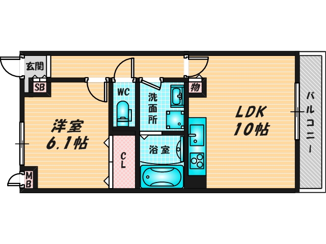 広いリビングが特徴のお部屋です。