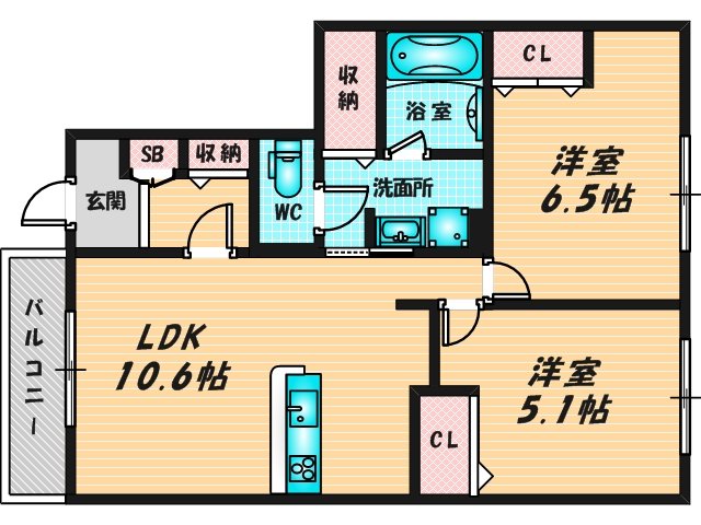 新婚さんにピッタリ。使いやすいゆったりとした間取り。