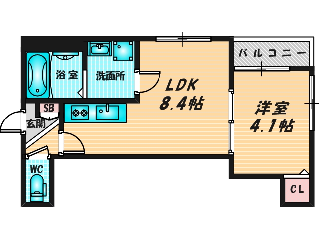 ゆったりくつろげる単身さん向けの間取り。