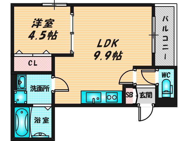 ゆったりくつろげる単身さん向けの間取り。 