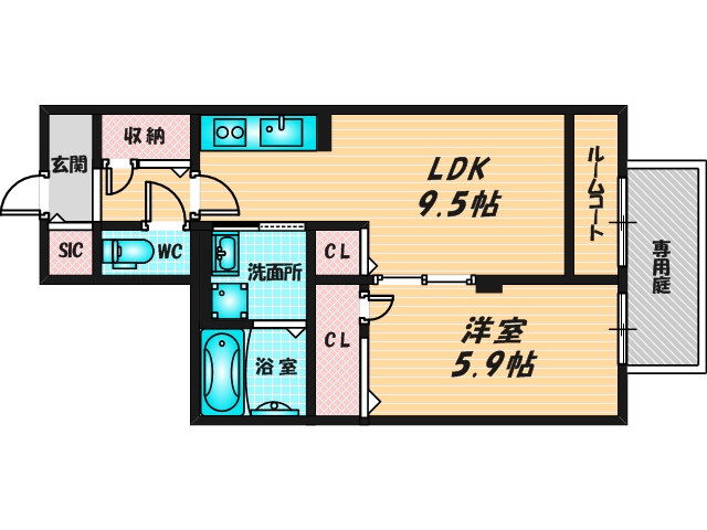 ゆったりくつろげる単身さん向けの間取り。 