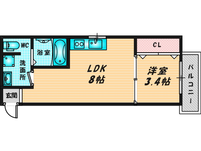 ゆったりくつろげる単身さん向けの間取り。 