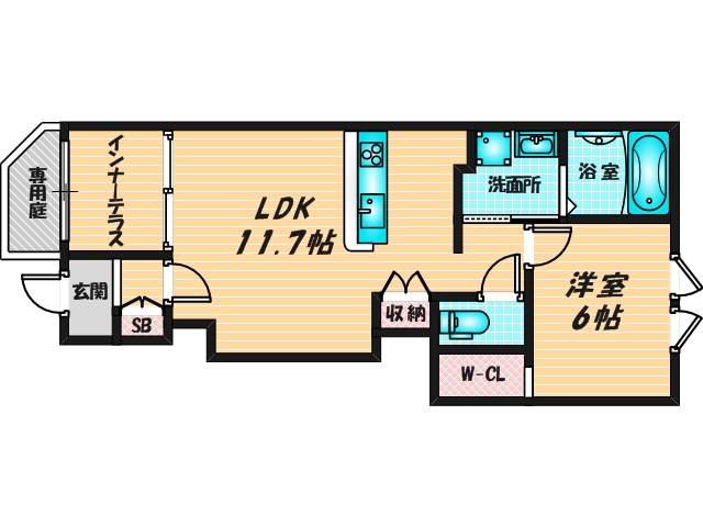 ゆったりくつろげる単身さん向けの間取り。 