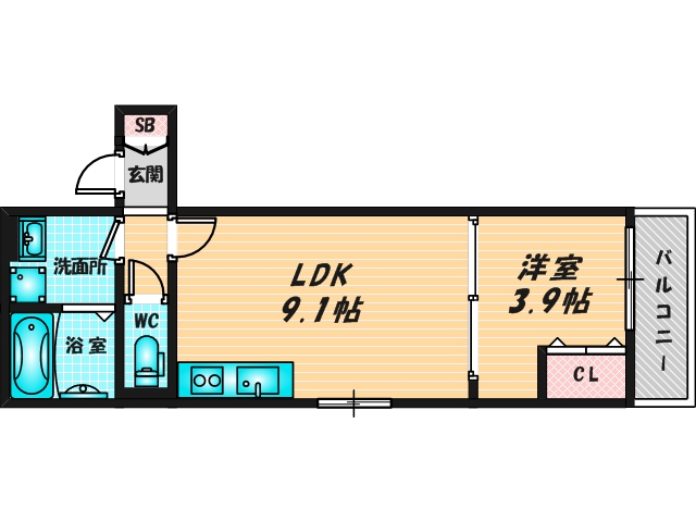 ゆったりくつろげる単身さん向けの間取り。 