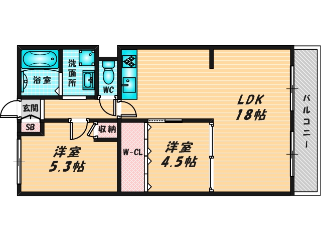 新婚さんにピッタリ。使いやすいゆったりとした間取り。   