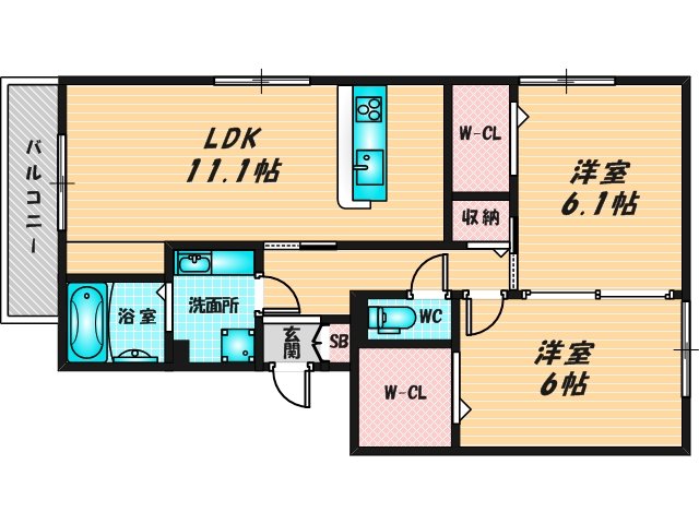 新婚さんにピッタリ。使いやすいゆったりとした間取り。