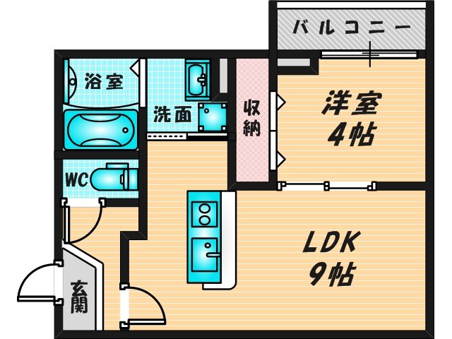 ゆったりくつろげる単身さん向けの間取り。 