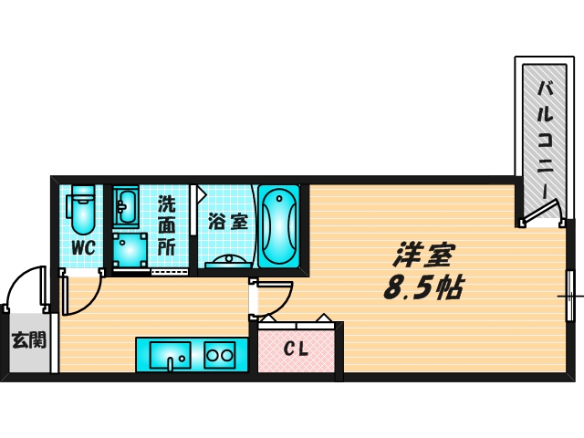ゆったりくつろげる単身さん向けの間取り。 