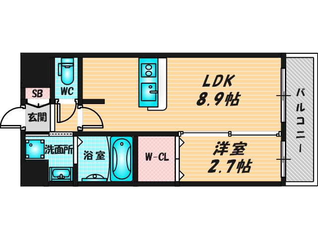 ゆったりくつろげる単身さん向けの間取り。 