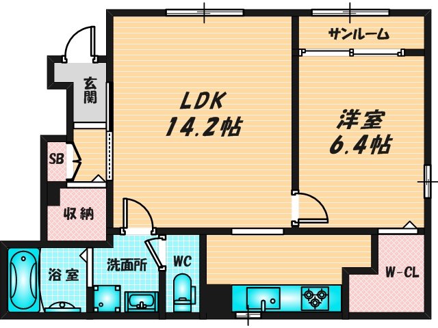 ゆったりくつろげる単身さん向けの間取り。