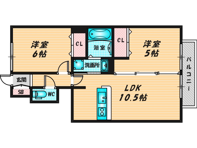 新婚さんにピッタリ。使いやすいゆったりとした間取り。 