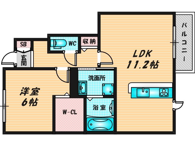 ゆったりくつろげる単身さん向けの間取り。 