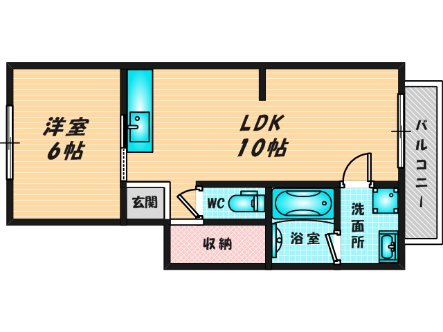 ゆったりくつろげる単身さん向けの間取り。 