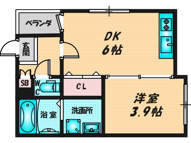 ゆったりくつろげる単身さん向けの間取り。 