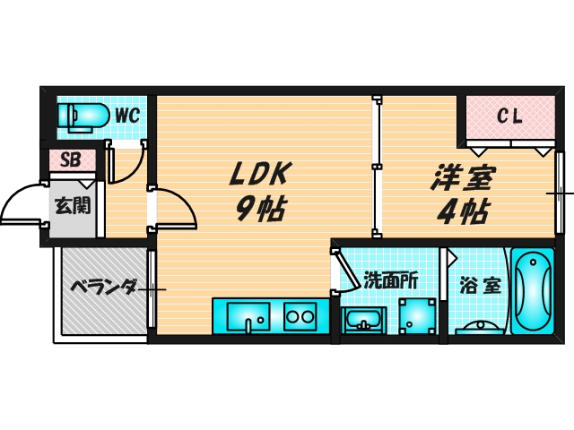 ゆったりくつろげる単身さん向けの間取り。 