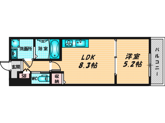 ゆったりくつろげる単身さん向けの間取り。 