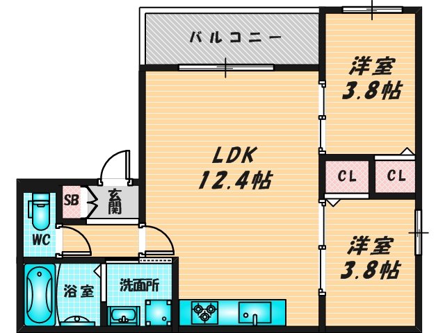 新婚さんにピッタリ。使いやすいゆったりとした間取り。 