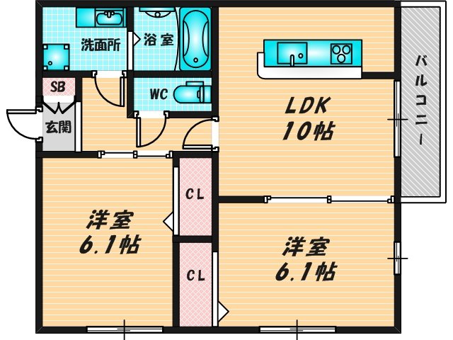 新婚さんにピッタリ。使いやすいゆったりとした間取り。 