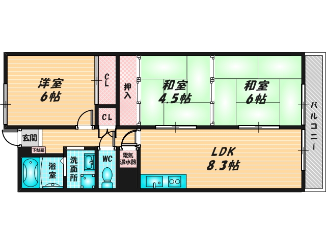 セパレートでファミリーさんにおススメの間取です。
