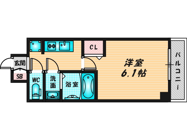 ゆったりくつろげる単身さん向けの間取り。
