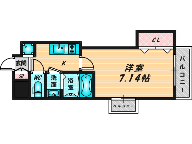 バス・トイレがセパレート、収納がある住みやすい間取りです。
