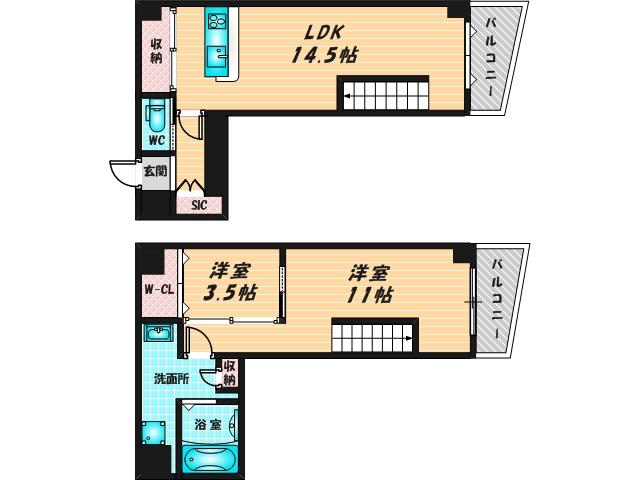 ゆったりくつろげる単身さん向けの間取り。 