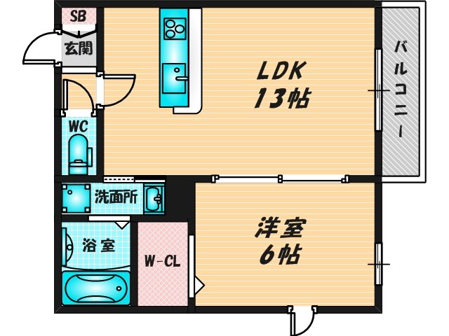 ゆったりくつろげる単身さん向けの間取り。 