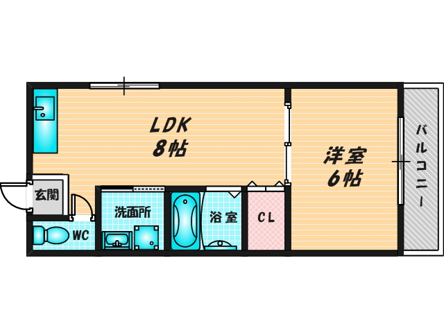 ゆったりくつろげる単身さん向けの間取り。 