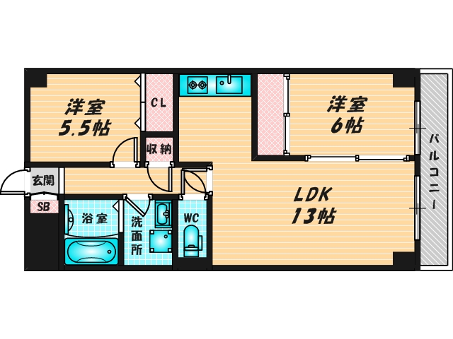 新婚さんにピッタリ。使いやすいゆったりとした間取り。 