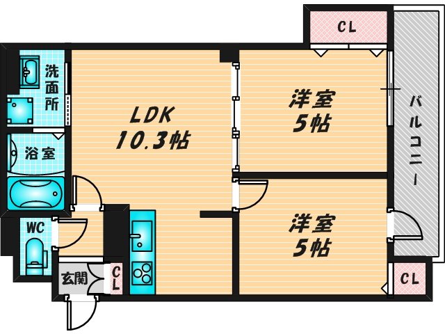 バス・トイレがセパレート、収納がある住みやすい間取りです。 