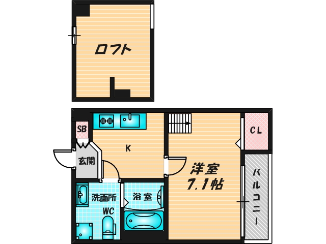 ゆったりくつろげる単身さん向けの間取り。 