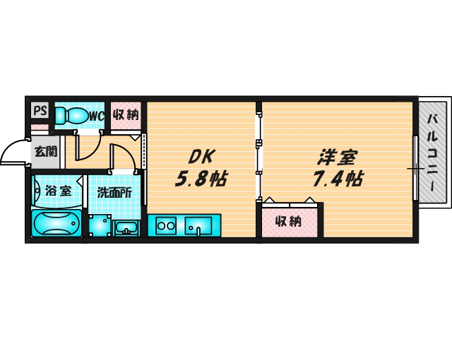 バス・トイレがセパレート、収納がある住みやすい間取りです。