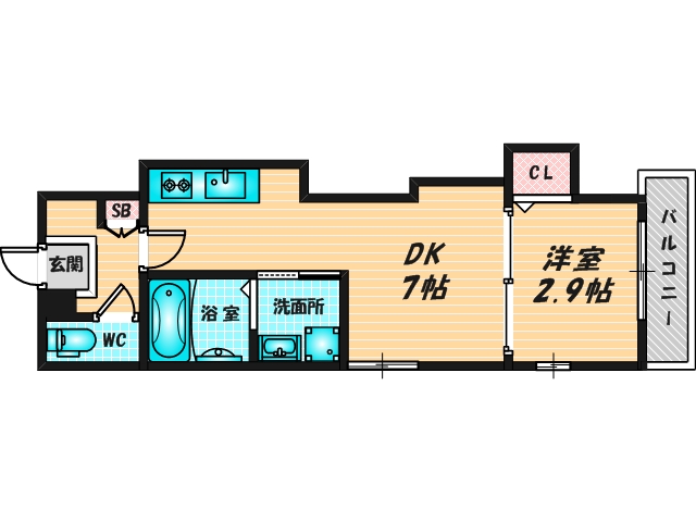 ゆったりくつろげる単身さん向けの間取り。