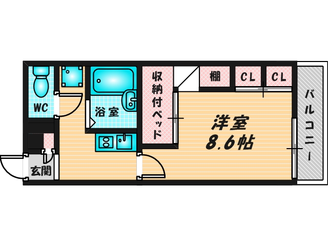 バス・トイレがセパレート、収納がある住みやすい間取りです。