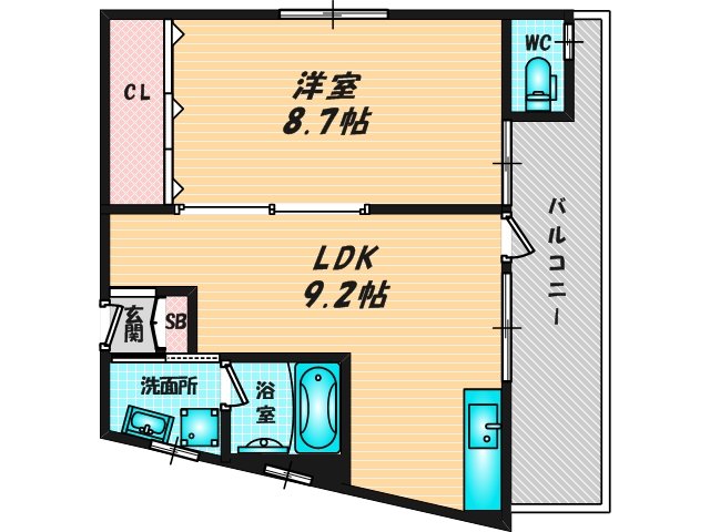 ゆったりくつろげる単身さん向けの間取り。 