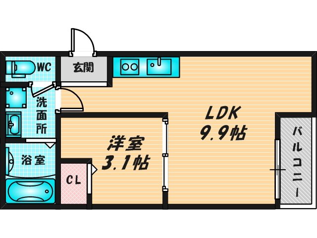 ゆったりくつろげる単身さん向けの間取り。 