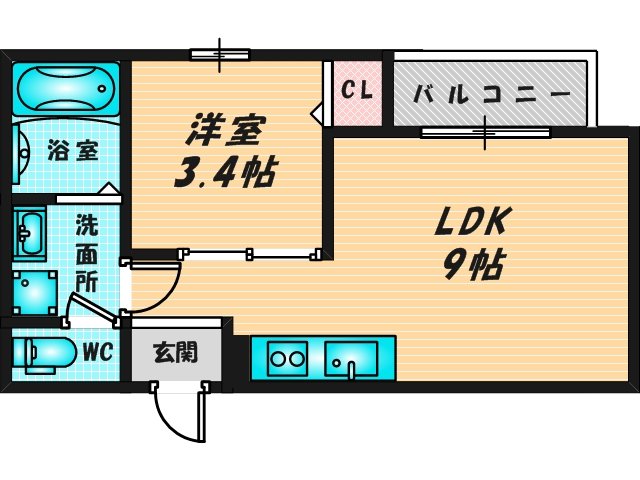 ゆったりくつろげる単身さん向けの間取り。 