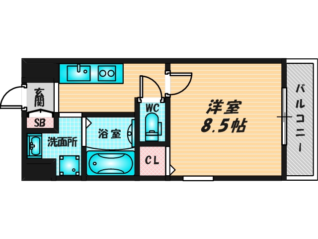 ゆったりくつろげる単身さん向けの間取り。 