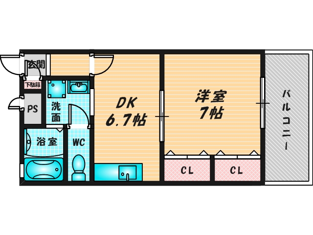 バス・トイレがセパレート、収納がある住みやすい間取りです。 