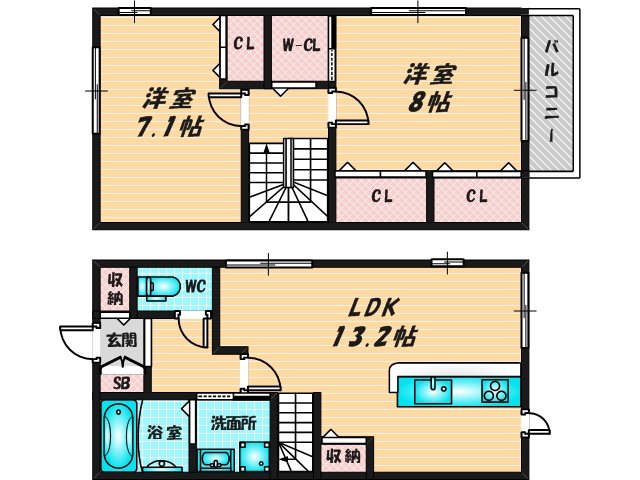 新婚さんにピッタリ。使いやすいゆったりとした間取り。